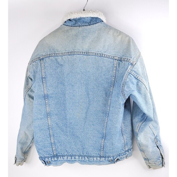 Levis Vintage Denim Jacket Mens Large Sherpa Lined Light Trucker Snaps - Picture 2 of 15